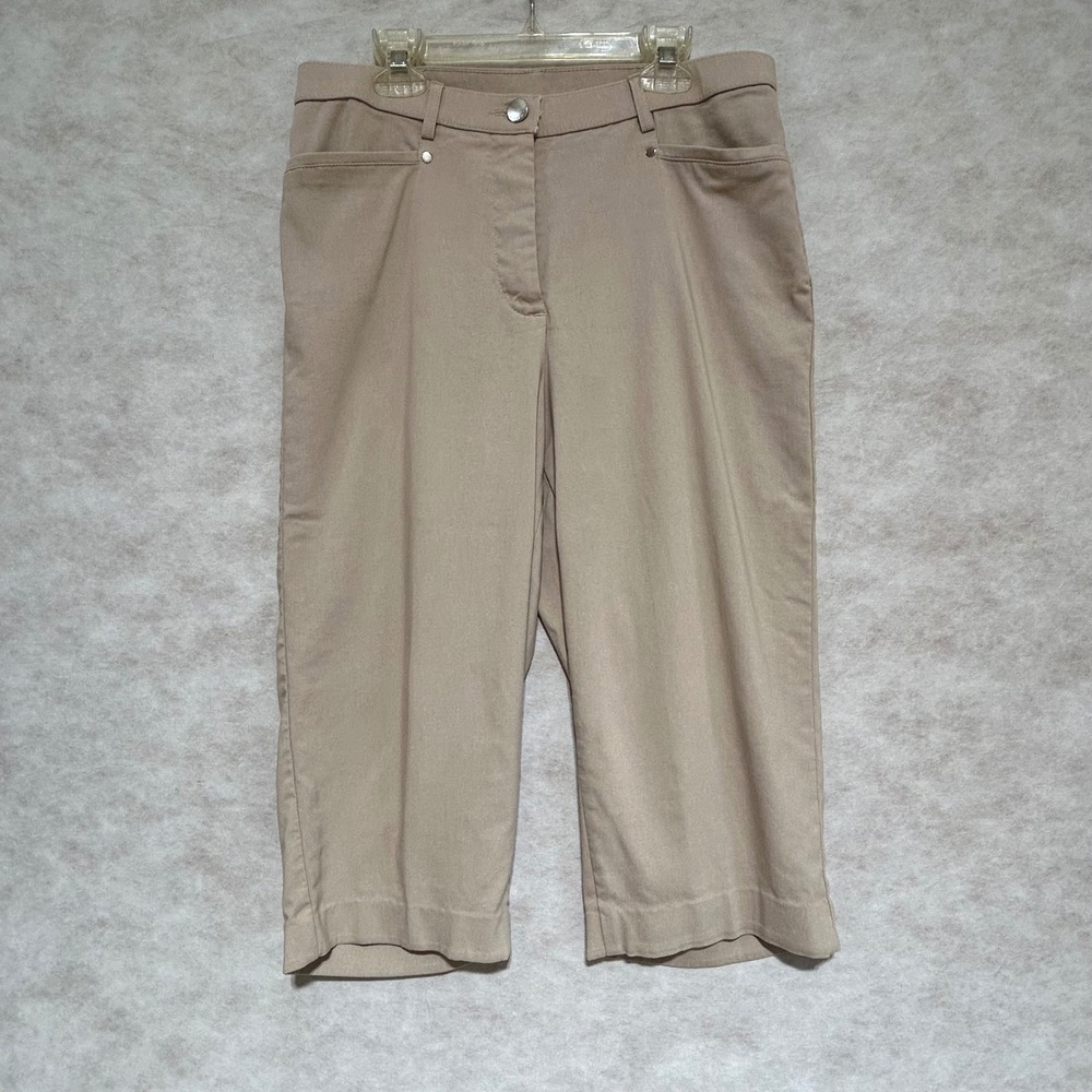 Allison Daley Petite Tan Khaki Capri Pants Stretch Crop Trousers 8P